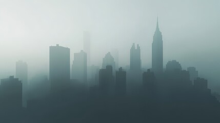Obraz premium Misty Cityscape Silhouette