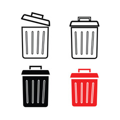 delete, trash bin, garbage icon symbol vector template collection