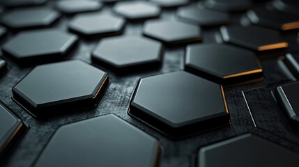 Fototapeta premium Abstract Hexagonal Pattern on Dark Surface