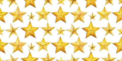 Fototapeta premium Gold watercolor stars create a pattern, perfect for elegant backgrounds, textiles, and decorative projects, adding a touch of sophistication and charm.