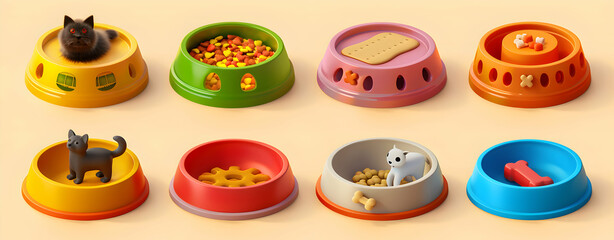 Bright and Cheerful Pet Bowls Ensuring Nourishment and Hydration