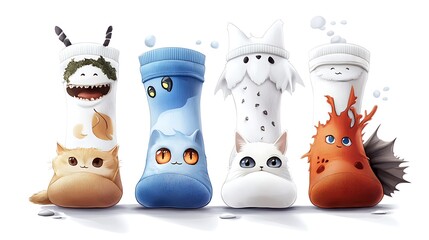 Obraz premium Playful Cartoon Characters on Cute Socks