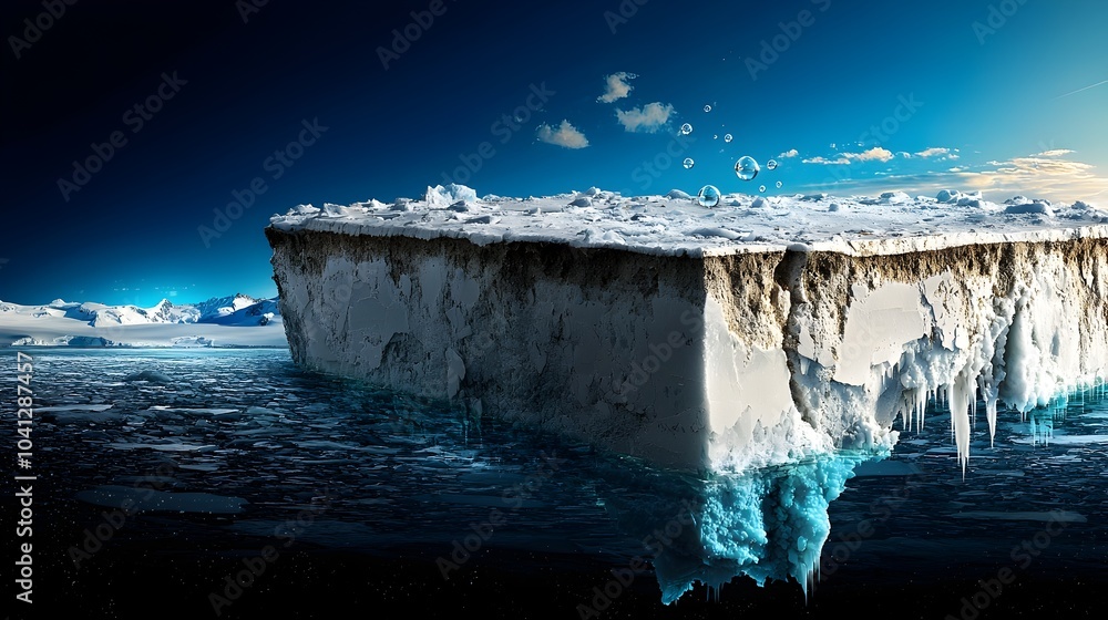 Poster captivating cross section of an arctic glacier s icy wonders revealing trapped air bubbles and ancie