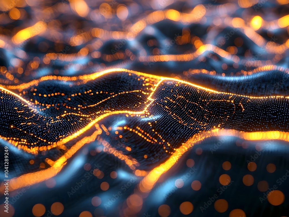 Poster glowing neural network of electric currents representing information flow