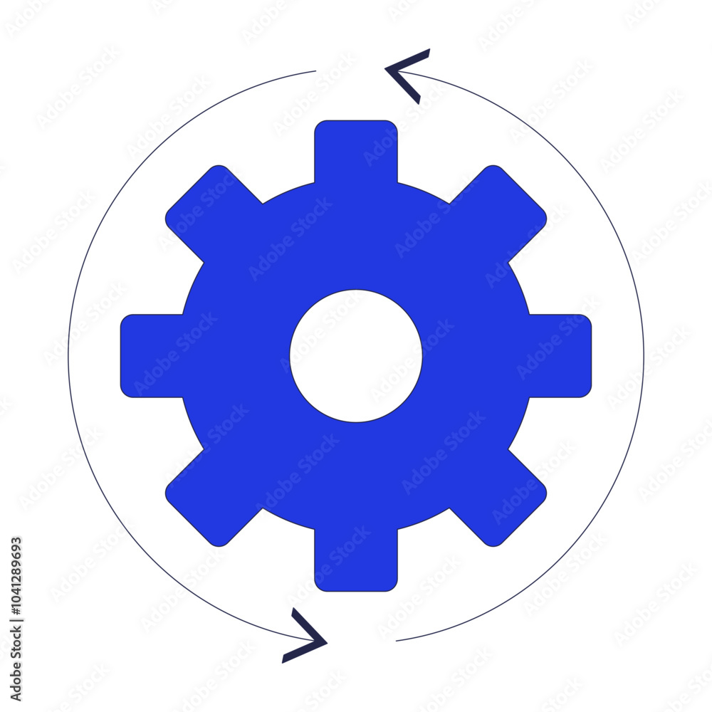 Aufkleber cog flowing process 2d cartoon object. wheel gear rotating. business workflow automation. engine mec