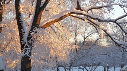 Frosty Winter Tree with Glistening Branches