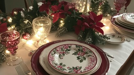 Festive Tablescape with Beautifully Arranged Decor