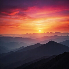 Obraz premium Silhouette Of Mountains Sunrise