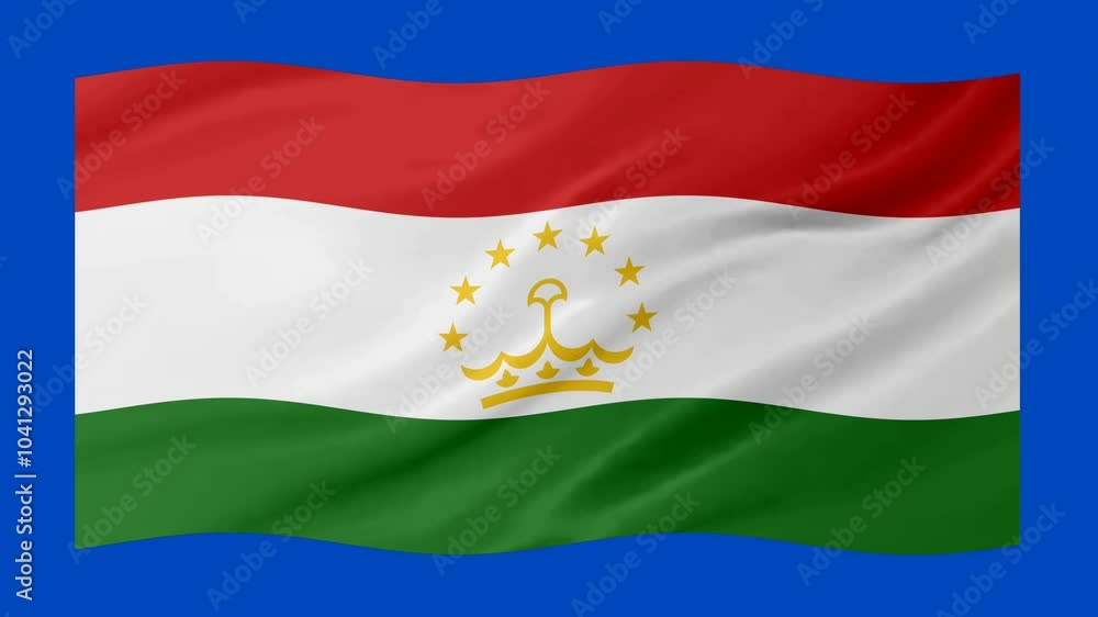 Poster tajikistan waving flag loop animation with glowing 3d shade isolated on blue background