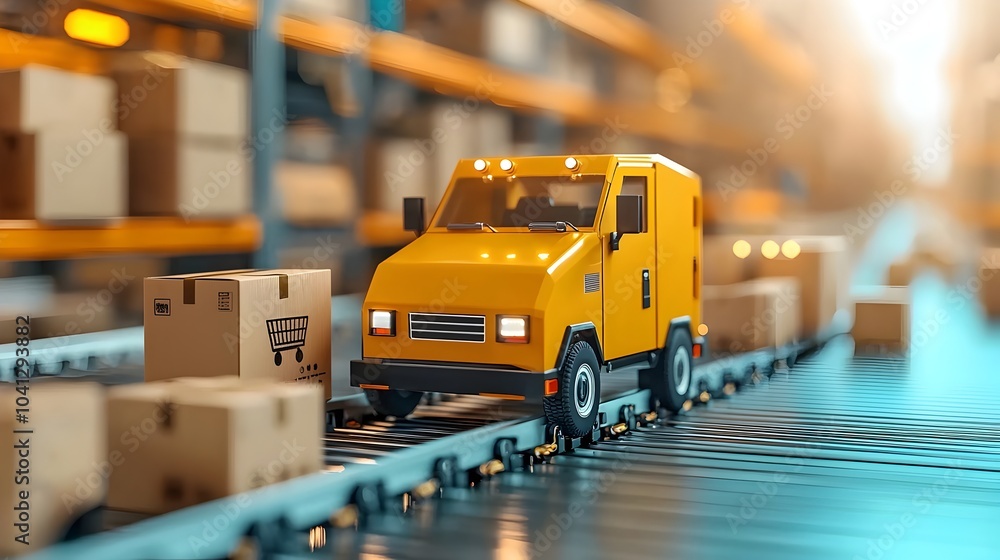 Aufkleber cross sectional view of an automated e commerce fulfillment center showcasing packaging storage and 