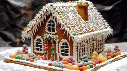 Adorable Gingerbread House with Colorful Decorations