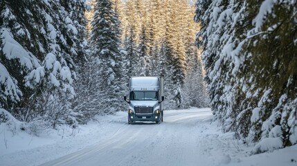 Snowy Road with Vehicle