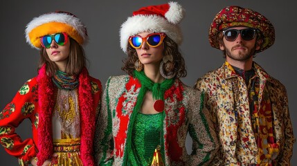 Fototapeta premium Diverse Friends in Colorful Holiday Outfits