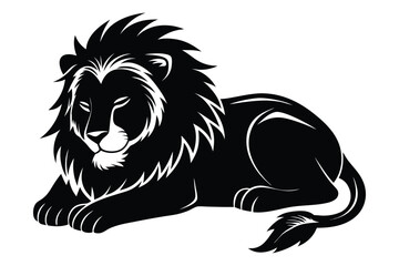 sleeping lion silhouette vector illustration
