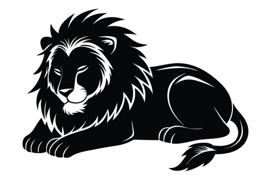 recommend clip art: sleeping lion silhouette vector illustration
