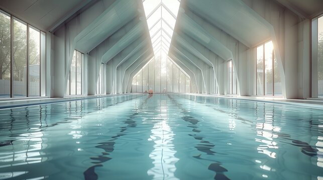 Indoor swimming pool of a water sports center. swimming and aquatic exercises.