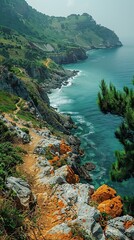 Obraz premium Stunning Coastal Landscape with Cliffs and Azure Water