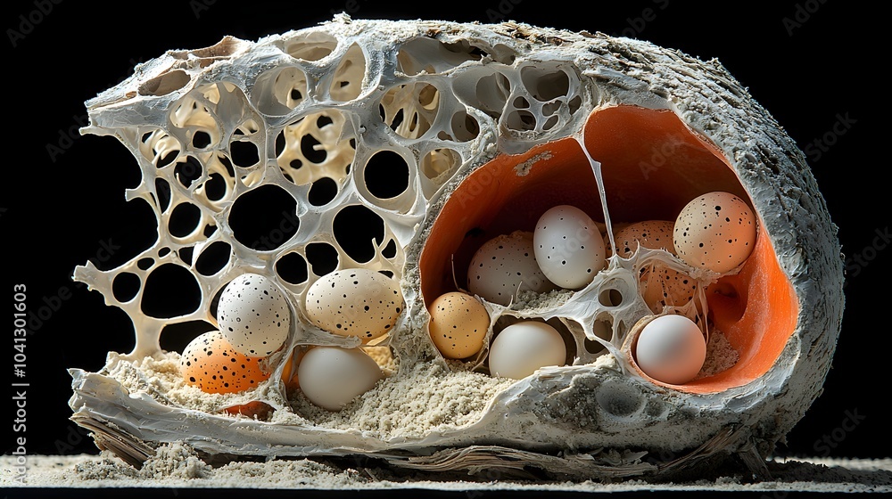 Aufkleber Detailed cross section view of a sea turtle nest showcasing the layers of sand above and the hatching eggs below