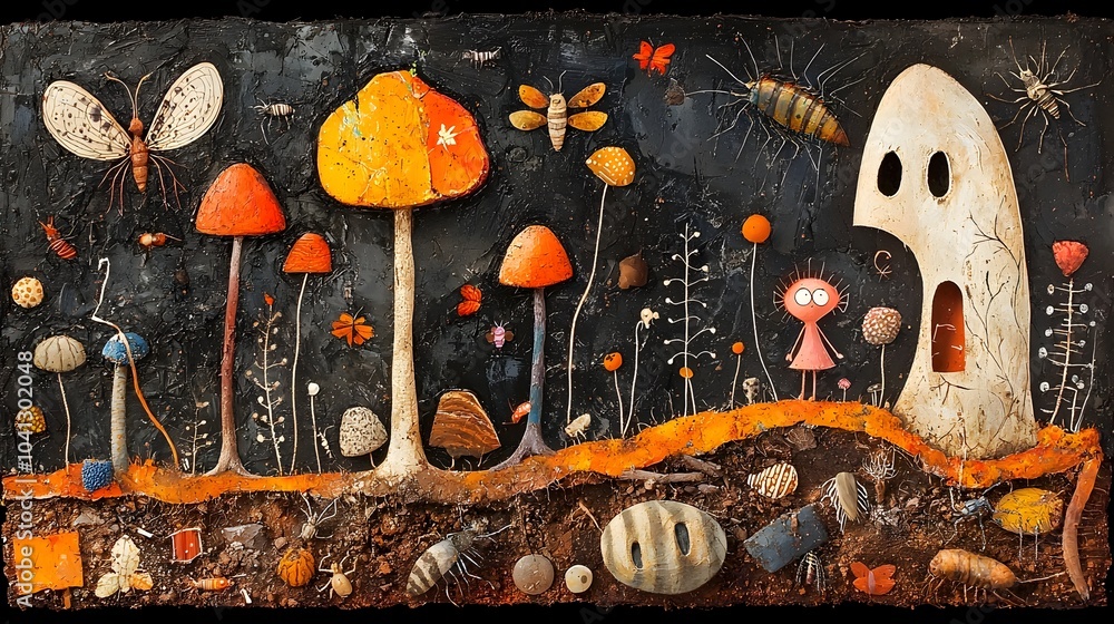 Fototapete detailed cross section view of a vibrant forest floor showcasing the intricate web of life and decom