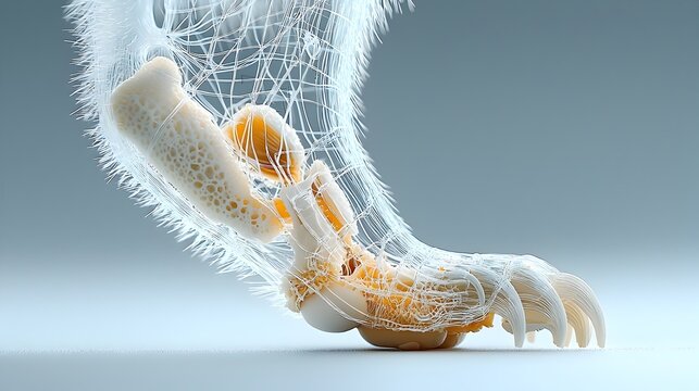 Detailed cross section view showcasing the intricate anatomy and heat retaining adaptations of a polar bear s paw including bones muscles and insulating layers for survival in the Arctic tundra