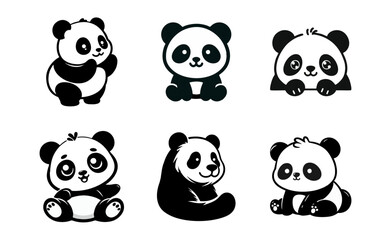 Obraz premium Panda cute logo icon design illustration