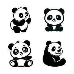 Fototapeta premium Panda cute logo icon design illustration