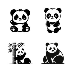Fototapeta premium Panda cute logo icon design illustration
