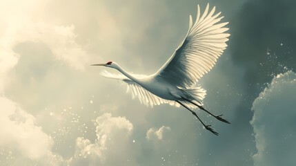 Majestic Crane in Flight