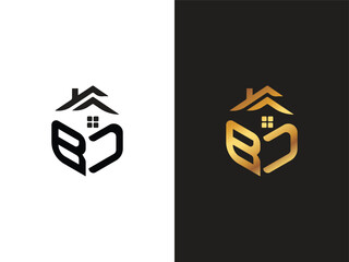 Letter BC or Initial Letter and Home Real Estate Shape Logo Design Vector
