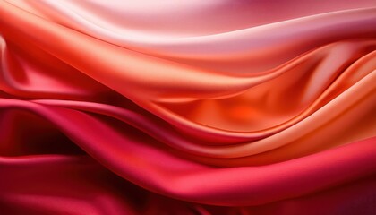 Obraz premium Luxurious Gradient Silk Fabric in Flowing Layers of Red, Pink, and Orange Tones. Perfect for High End Fashion, Elegant Textiles, Branding, or Artistic Design Backgrounds and Visual Concepts
