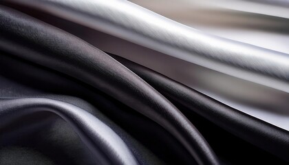 Luxurious Silken Waves. Captivating Contrast Between Ivory and Black Textures in Minimalist Fashion Fabric. Ideal for Elegance in Design Concepts, Apparel Ads, and Stylish Interior Decor Posters