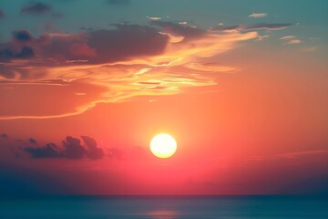Fototapeta premium The sun is setting on the horizon of the ocean
