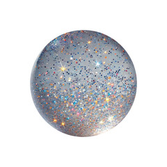 An elegant sphere design with shimmering silver glitter, exuding sophistication.