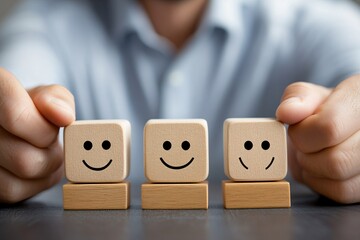 Customer Satisfaction:  Smiling Faces Represent Happy Customers