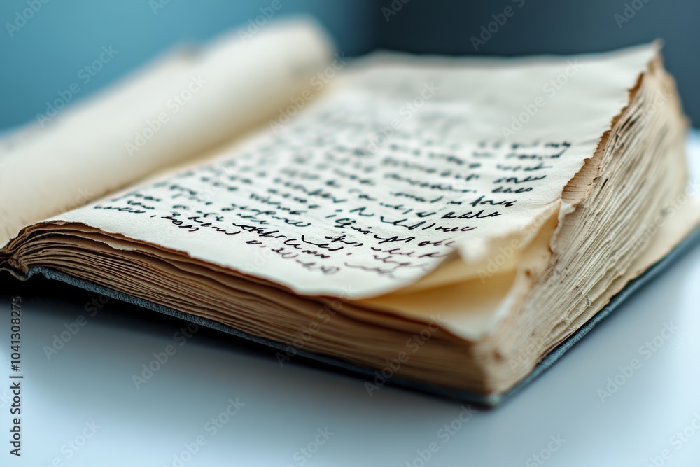 Poster book is open to a page with a handwritten note. the handwriting is cursive and he is a personal mess