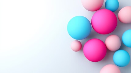 Collection of colorful balls arranged in a pattern on a white background. Concept of playfulness and creativity, as the balls are arranged in a visually appealing and dynamic way.