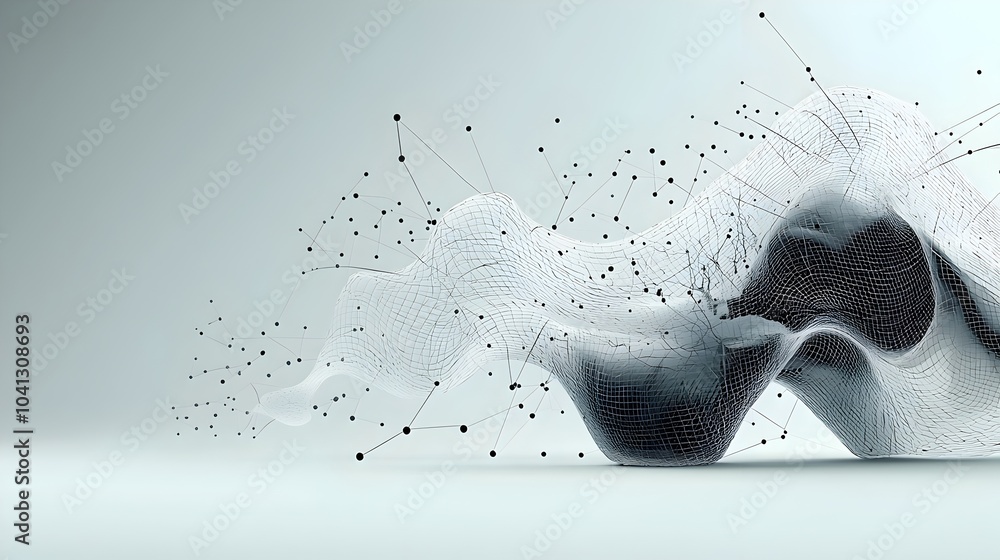 Aufkleber Abstract mesh waves symbolizing the distortion and disruption of media and information in the digital landscape  The image conveys the concept of misinformation data manipulation
