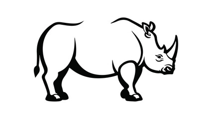 rhino simple vector outline illustration