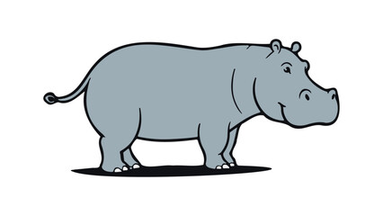 cute happy smiling hippo/hippopotamus vector illustration cartoon