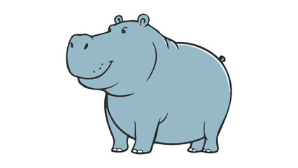hippopotamus illustration, simple cute hippo illustration