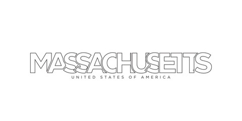 Massachusetts, USA typography slogan design. America logo with graphic city lettering for print and web.