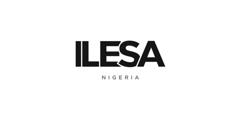 Ilesa in the Nigeria emblem. The design features a geometric style, vector illustration with bold typography in a modern font. The graphic slogan lettering.