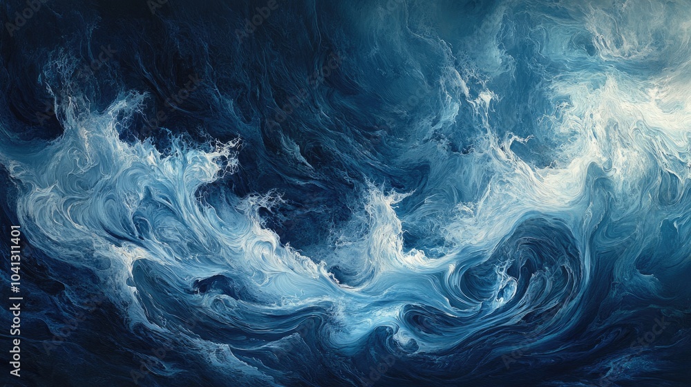 Aufkleber perfectly swirling frothy waves in a deep blue ocean, creating a captivating and dynamic visual of n