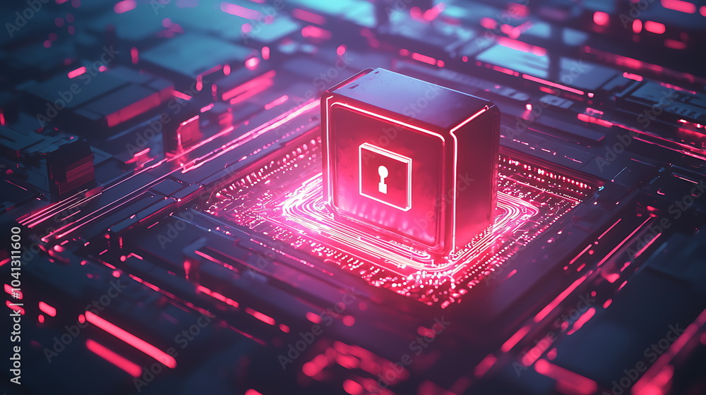 Aufkleber Exploring the intersection of advanced technology and security a futuristic lock symbol on a microchip represents the future of digital protection and data integrity