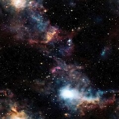Naklejka premium Galaxy Nebula Outer Space Full of Stars, Seamless Pattern Texture