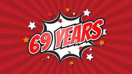 Celebratory animation for 69th sixty-ninth anniversary - 69 sixty-nine years birthday. Flat text on...