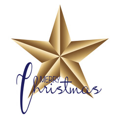 Merry Christmas vector golden star on white background. Merry Christmas concept