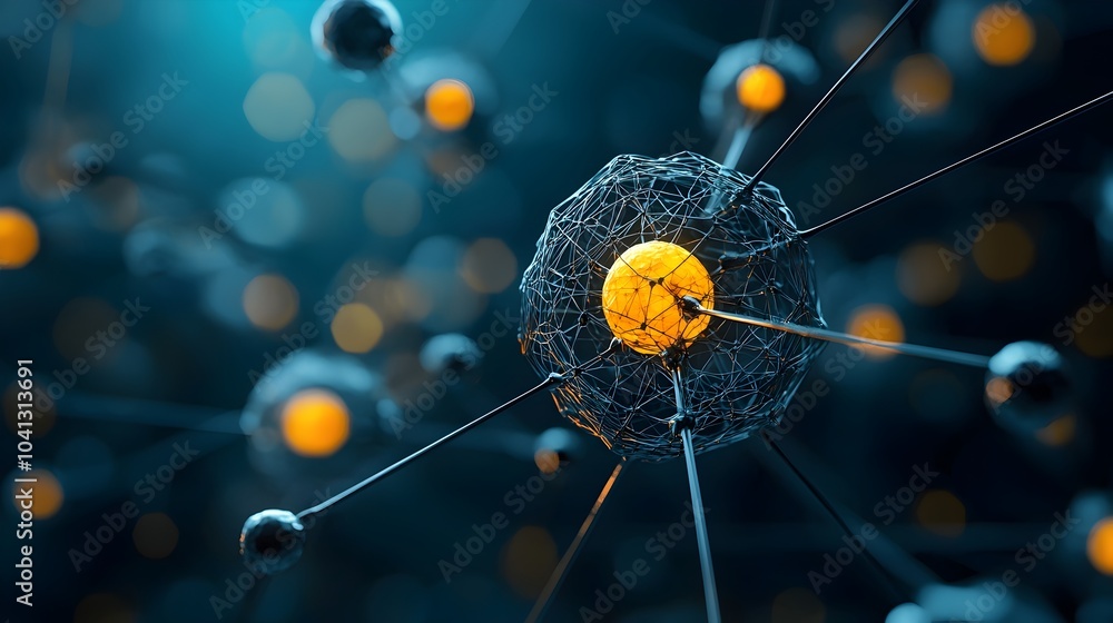 Fototapete glowing and abstract mesh crystal structure showcasing intricate molecular bonding networks and scie