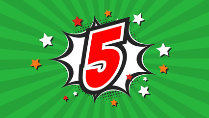 Colorful background with number 5 - Five - 5th fifth