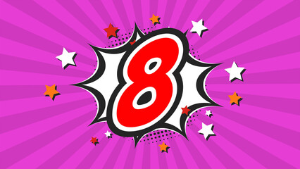 Colorful background with number 8 - Eight - 8th eighth